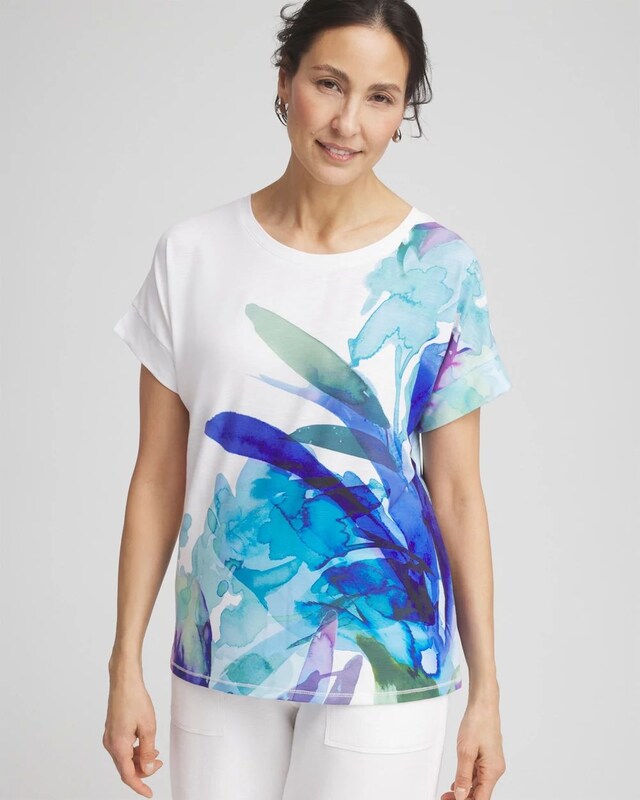 Zenergy Floral Scoop Neck Tee